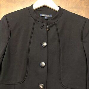 Brooks Brothers Fitted Black Ponte Nehru Jacket 8 Nwt Mrsp $248